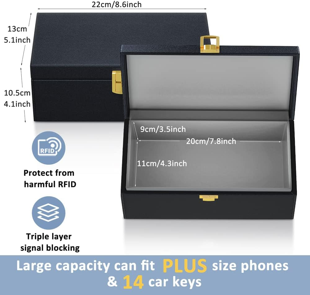 Samfolk Faraday Box with Faraday Pouch 2 Pack, Keyless Entry Car Key Safe Protector RFID Anti-Theft Signal Blocking Cages