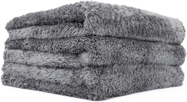 THE RAG COMPANY Eagle EDGELESS Professional Korean 70/30 Super Plush Microfiber Detailing Towels 16 X 16 Inch (Pack of 3) Dark Grey 600Gsm