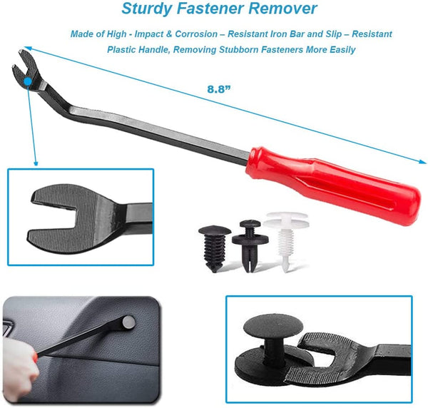 12 Pcs Trim Removal Tool Kit, No Scratch Plastic Pry Tool Kit, Car Panel Door Window Tools Car Interior Trim Kit Fastener Rivet Remover for Clip, Molding, Dashboards, Upholstery Toolkit