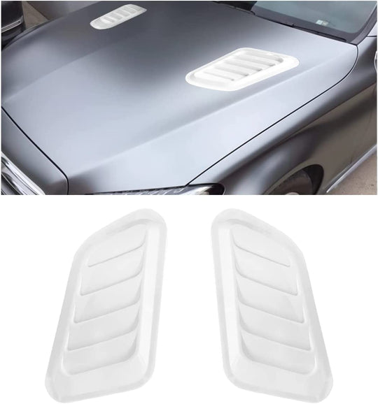 Car Hood Vents, 2PCS Universal Hood Air Vents for Car Hood Scoop, Bonnet Vent Hood Air Intake Trim Cover (White)