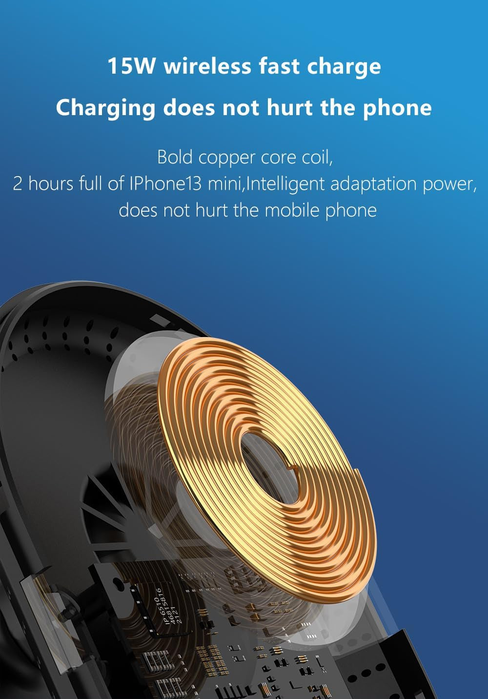 VORTEX BD8A15W Magnetic Wireless Car Charger for Iphone 12/12Mini/12Pro/12Pro Max/13Mini/13Pro/13Pro Max/14Pro/14Pro Max/15Pro/15Pro Max