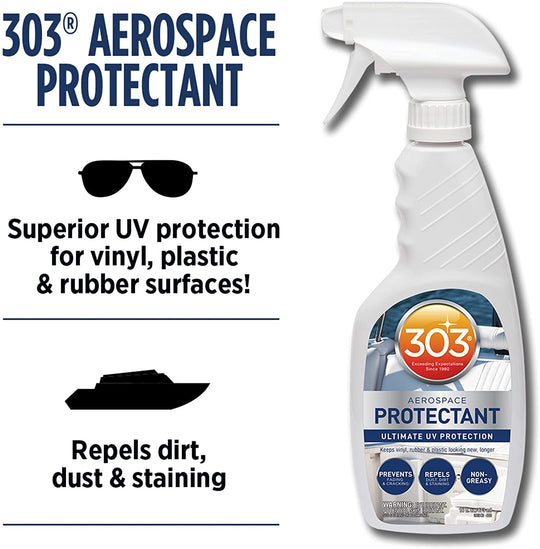 303® Marine Aerospace UV Protectant Spray for Vinyl, Plastic, Rubber, Fiberglass, Leather & More – Dust and Dirt Repellant - Non-Toxic, Matte Finish, (30340M) 473Ml