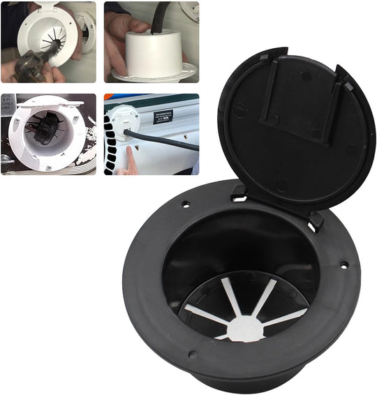 Magideal RV Electrical Cable Hatch Electric Cord Cover 5Inch round Black Easy Installation Power Cable Cord Hatch Cover Accessory for Boat Truck