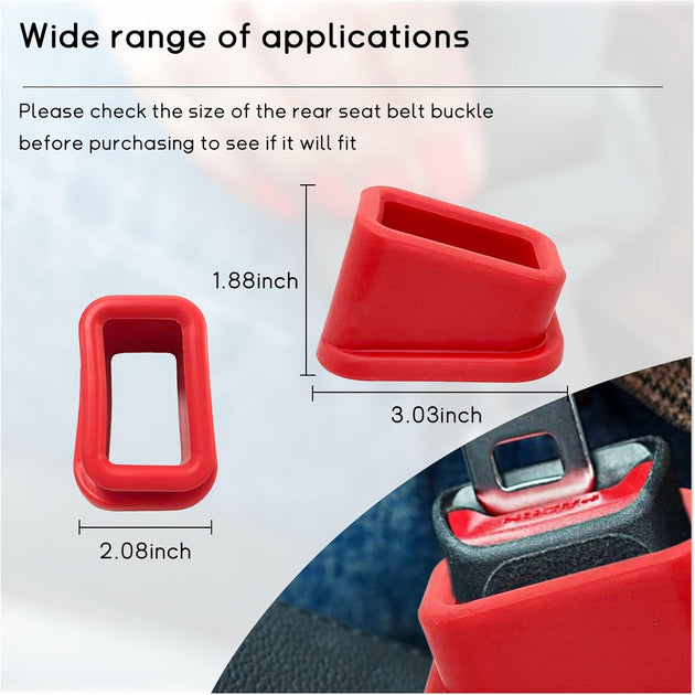 Kewucn 2 PCS Car Seat Belt Buckle Holder, Silicone Auto Seatbelt Buckle Booster, Easy Access Seat Belt Buckle Guard Cover for Kids, Universal Safety Seat Accessories for Most Cars (Red)