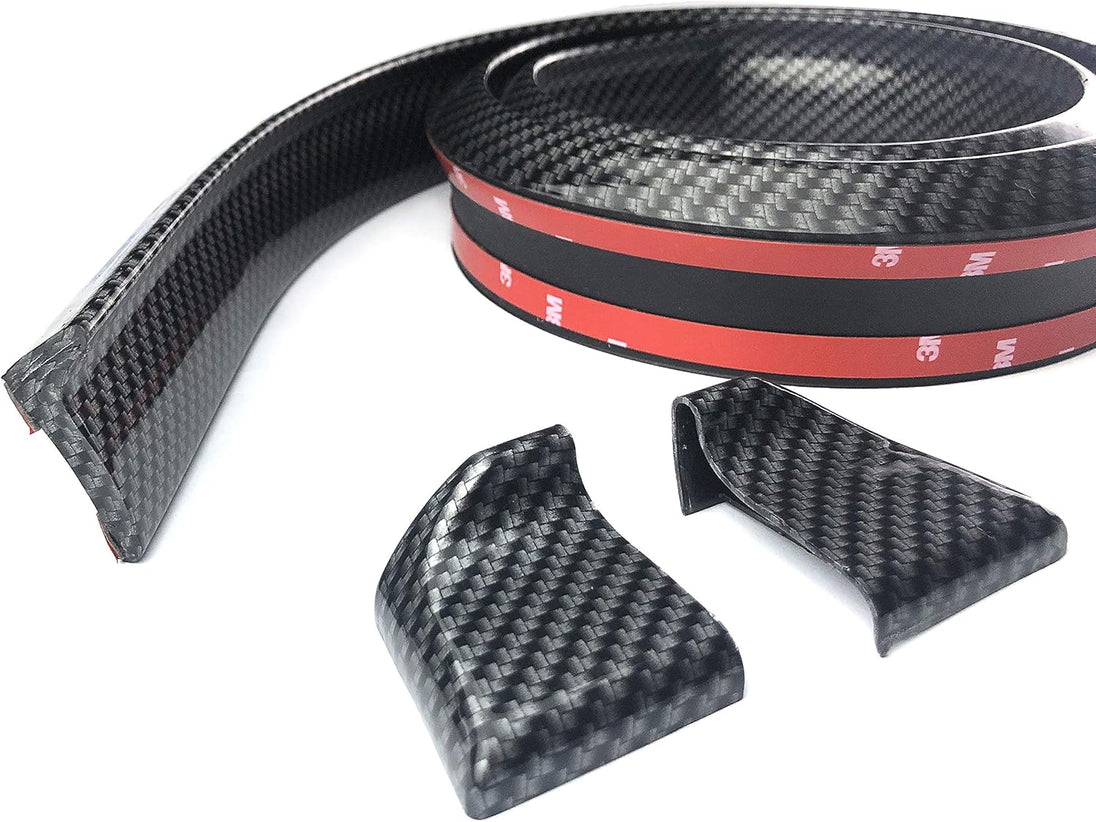 Car Rear Spoiler Trunk Spoiler Lip Kit Universal 4.9FT / 250Cm Length Exterior Rear Strip Splitter Spoiler Side Skirt Rubber Carbon Fiber Black Automotive Accessories