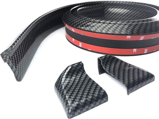 Car Rear Spoiler Trunk Spoiler Lip Kit Universal 4.9FT / 250Cm Length Exterior Rear Strip Splitter Spoiler Side Skirt Rubber Carbon Fiber Black Automotive Accessories