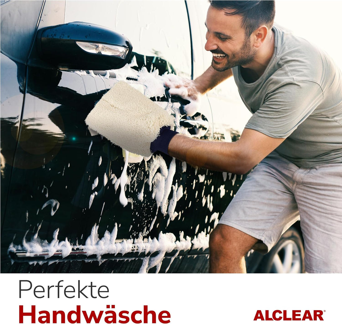 ALCLEAR 950013WH Microfibre Glove for Washing Car with Car Shampoo and Cleaner,Better than Car Wash Sponge, Polishing or Microfibre Cloth, Motorcycles, Car Preparation and Care, Black/White, 27X17Cm
