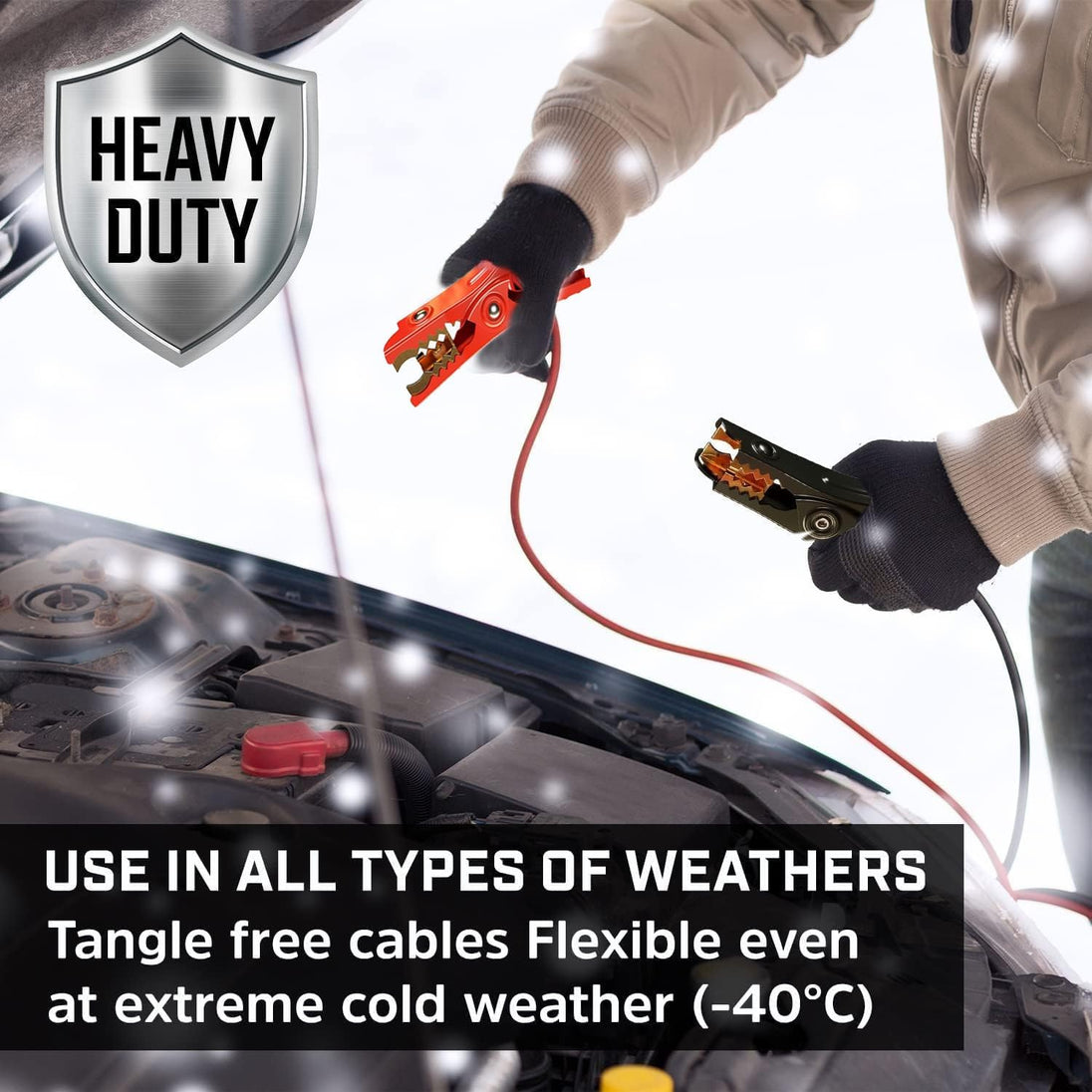 Energizer 6 Gauge Jumper Battery Cables 16 Ft Booster Jump Start - Heavy Duty Booster Cables, UL Listed