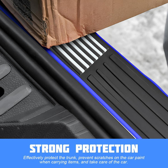 Car Rear Bumper Protector Guard, Anti-Scratch Abrasion Rubber Trunk Door Entry Sill Guard, Non-Slip Vehicle Trim Cover Protection Strip, Car Accessories (Black/Blue Edge/35.4"X2.7")