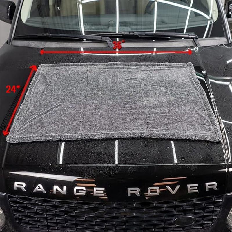 Exoforma Mega Drying Towel - Large Premium Microfiber Car Drying Towel - 24"X36" 1200 GSM Double Twist Pile, Edgeless Design for No Scratches, Dries Your Entire Vehicle by Itself