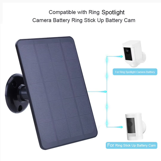20W 5V Solar Panel Charger Waterproof Solar Battery Charger Adjustable Wall Mount Bracket for Ring Stick Up&Spotlight Camera