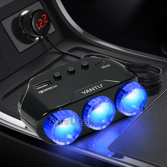 12V DC Car Cigarette Lighter Adapter 2Way Double Plug Socket Charger Splitter