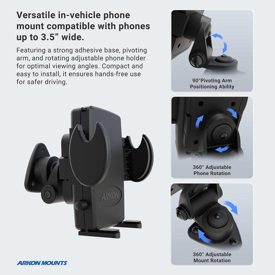 Arkon Adhesive Car or Truck Phone Holder Mount for Iphone 7 6S 6 plus 7 6S 6 Galaxy Note Retail Black