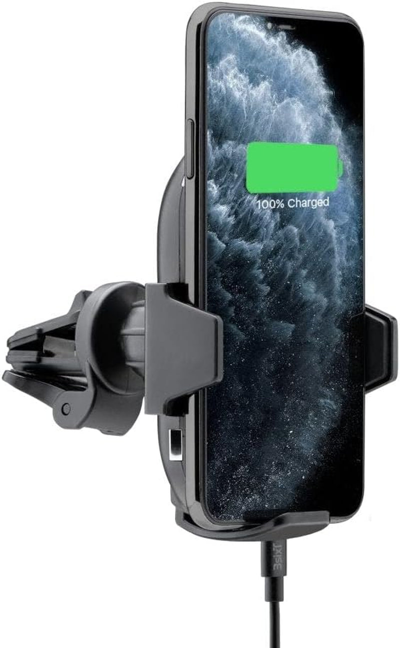 3Sixt Prime Motorised Vent Mount 15W Car Charger, Black