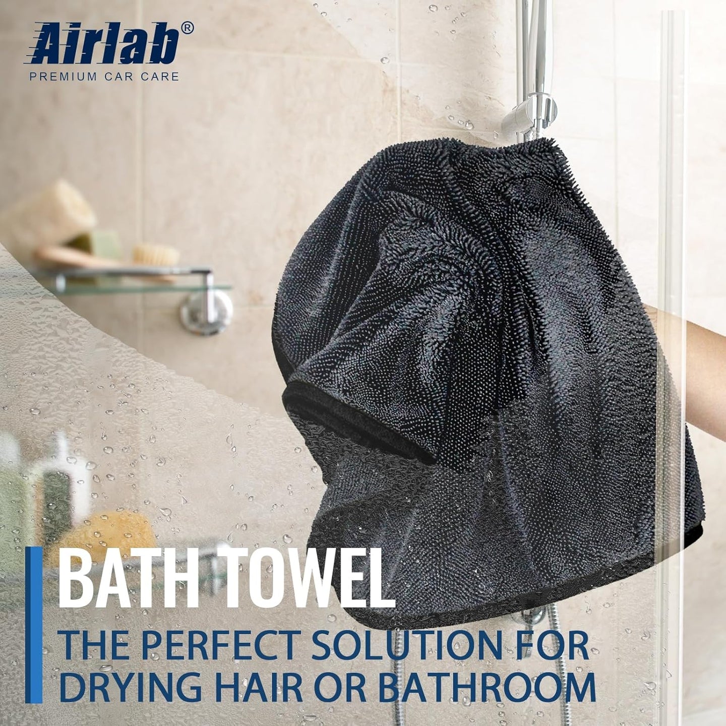 Airlab Extra Large Microfibre Car Cleaning Cloth, 90X60Cm, 650GSM, Black