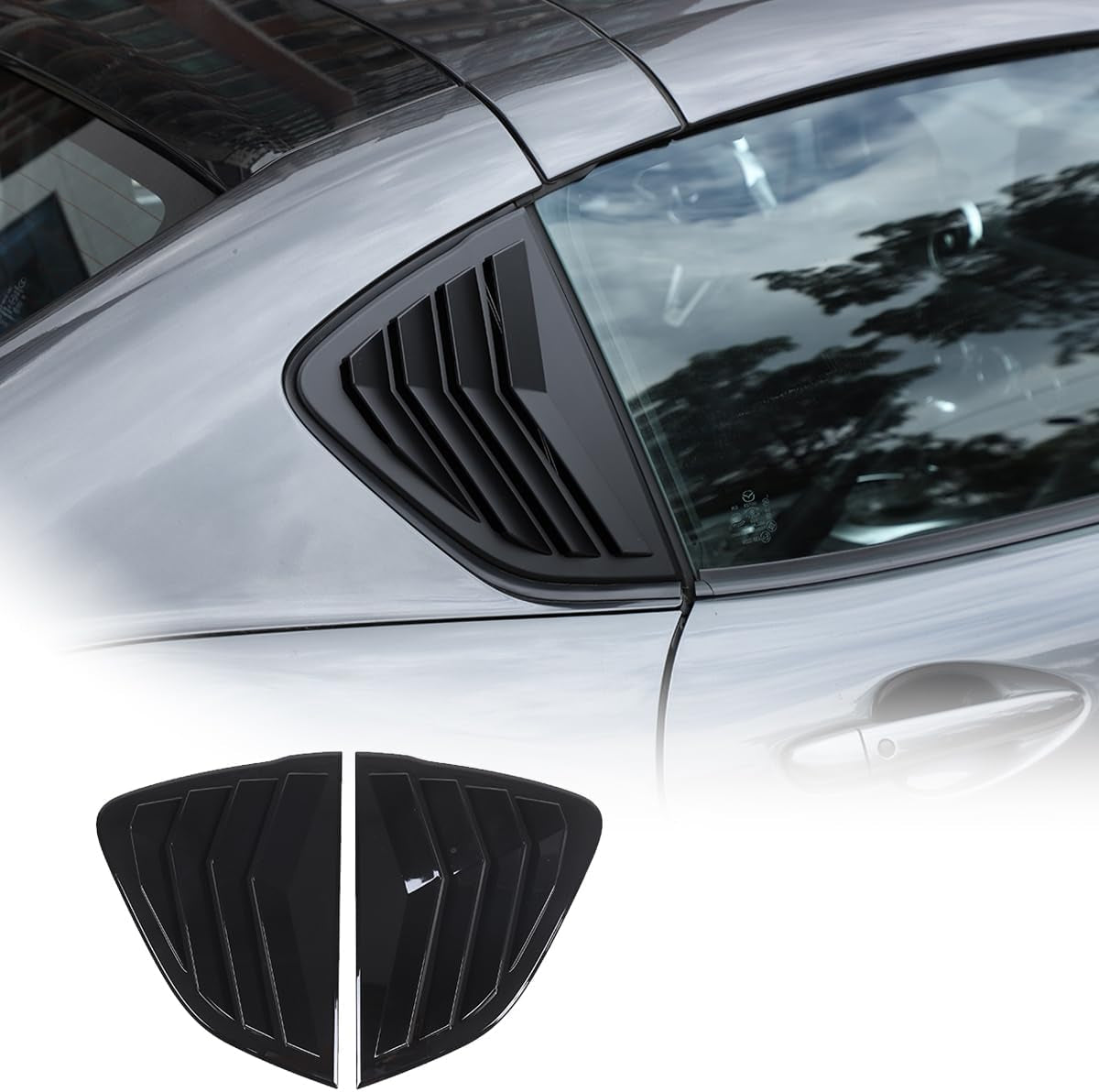 Car Rear Side Window Louvers for Mazda MX-5 ND 2015-2023 Triangular Window Glass Blinds Exterior Accessories (Only Fit Hardtop Version) (Gloss Black)