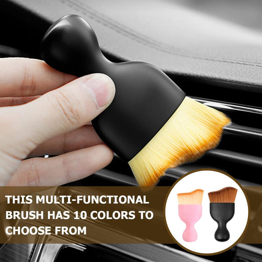 Blilo Car Interior Detailing Brush, Auto Soft Hair Cleaning Brushes, Curved Dirt Dust Collectors, Removal Tool for Dashboard Air Conditioner Vents Leather, Scratch Free (Dark Brown/1Pcs)