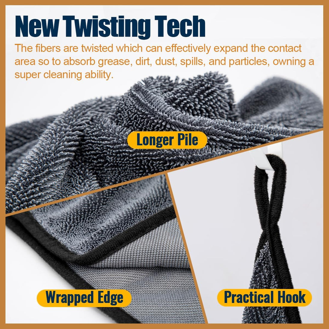 Airlab Extra Large Microfibre Car Cleaning Cloth, 90X60Cm, 650GSM, Black