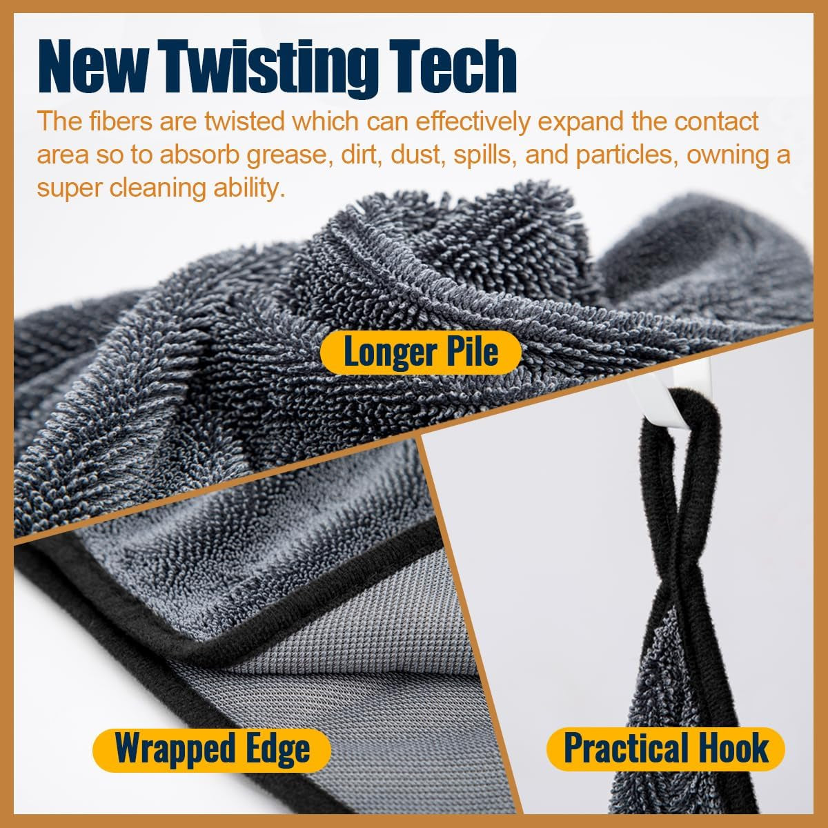 Airlab Extra Large Microfibre Car Cleaning Cloth, 90X60Cm, 650GSM, Black