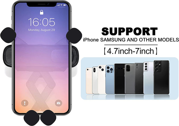 Air Vent Car Phone Holder, Harvcci Gravity Cradle Shakeproof Cell Phone Holder, Universal Compatible for Iphone Series Samsung Galaxy Series and All Other Smart Phones from 4.0-7.0 Inches