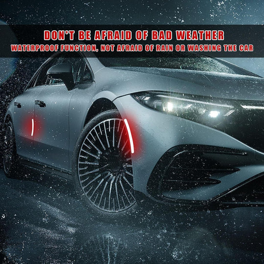 20PCS Reflective Car Wheel Decorative Stripe Stickers, Anti-Scratch Night Safety Warning Sticker, Fluorescent Tire Rims Decal, Auto Exterior Decor Accessories for Most Vehicles (Red)