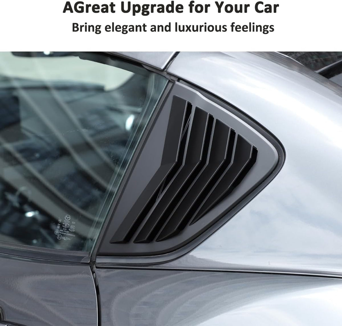 Car Rear Side Window Louvers for Mazda MX-5 ND 2015-2023 Triangular Window Glass Blinds Exterior Accessories (Only Fit Hardtop Version) (Gloss Black)