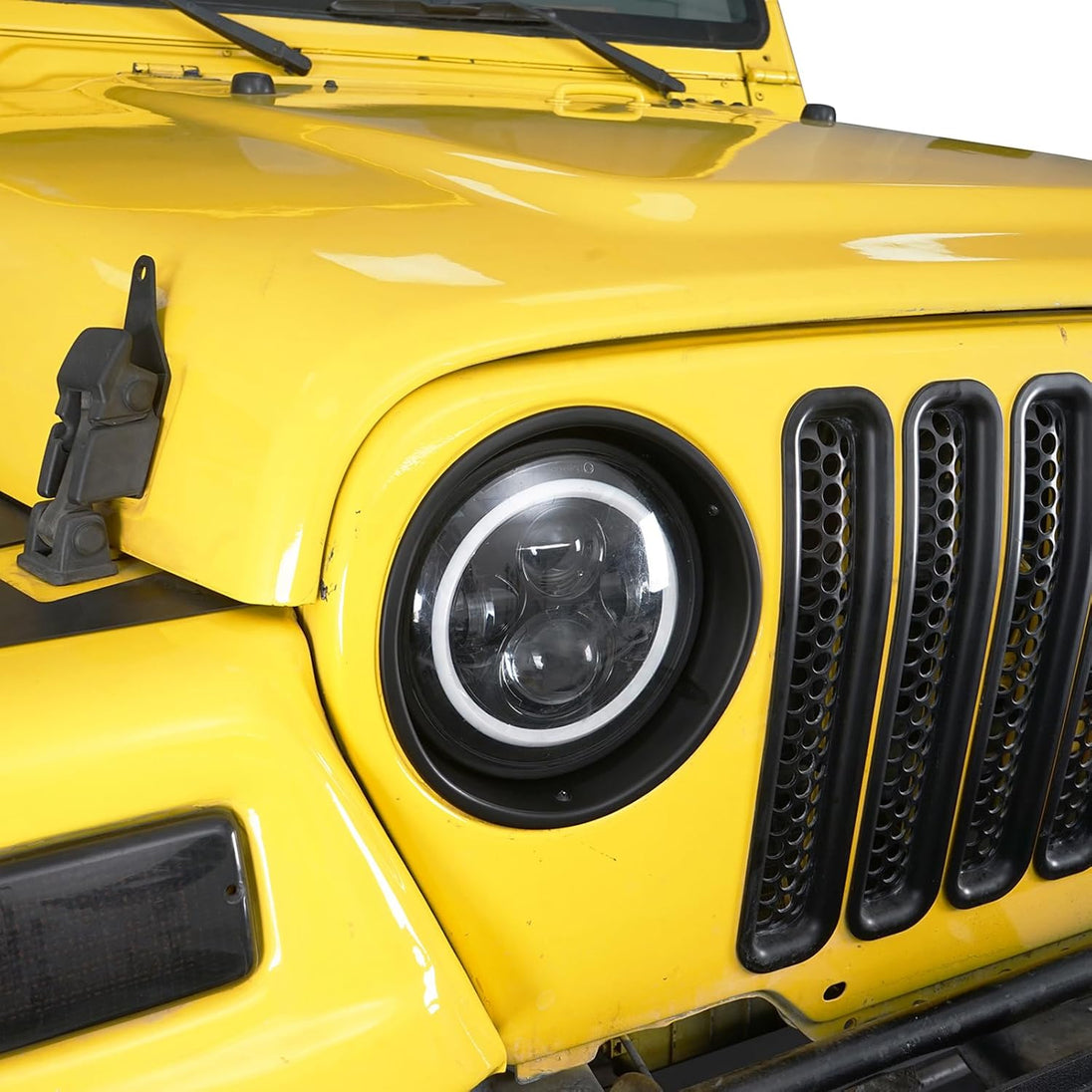 Hooke Road Jeep TJ Bright Black Headlight Bezels Cover Trim for 1997-2006 Jeep Wrangler TJ (Pair)