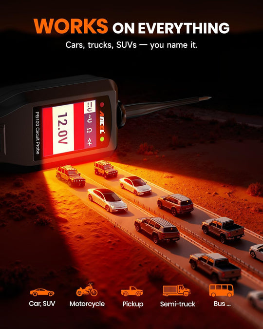 ANCEL PB100 Automotive Power Circuit Probe Tester, 12V 24V Electrical Short/Open Breaker Finder, AC DC Diode Resistance Relay Tester, Continuity Test Digital Multimeter/Ohmmeters, 40FT Cable