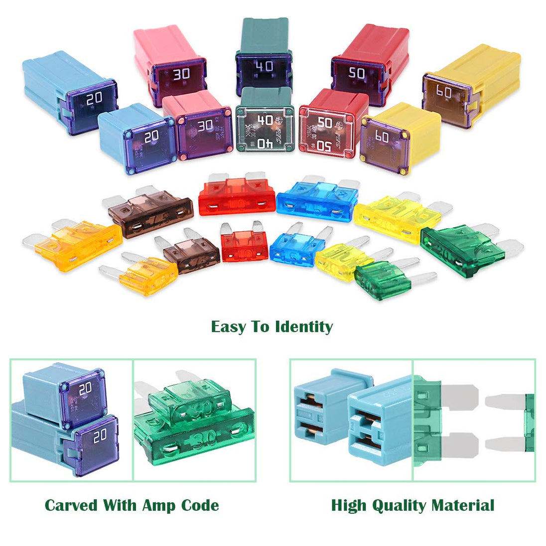 Keadic 252Pcs Car Fuses Assortment Kit, Automotive Assorted Fuses - 5A 7.5A 10A 15A 2, Blade Fuses Automotive Assorted Standard Auto Car Truck Blade Fuses Set for Truck Marine Auto Accessories