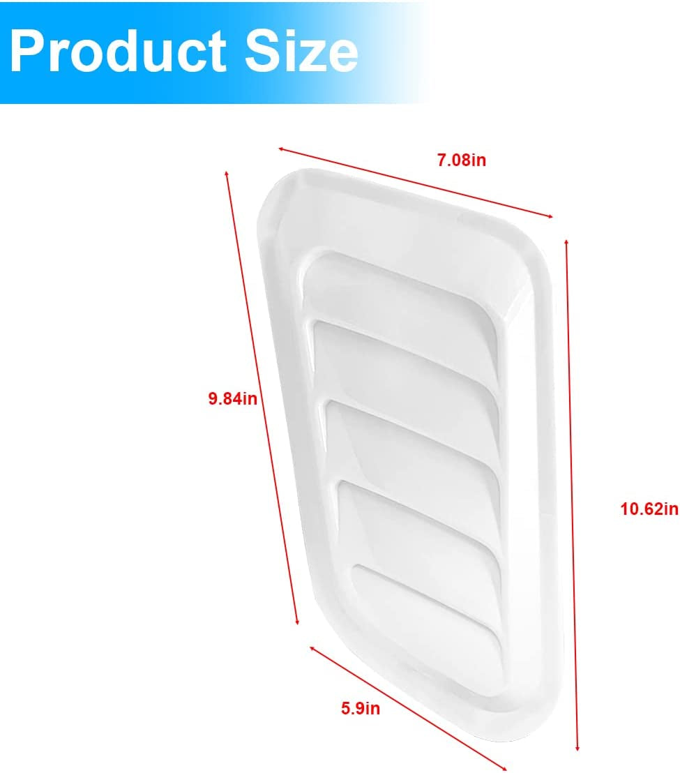 Car Hood Vents, 2PCS Universal Hood Air Vents for Car Hood Scoop, Bonnet Vent Hood Air Intake Trim Cover (White)