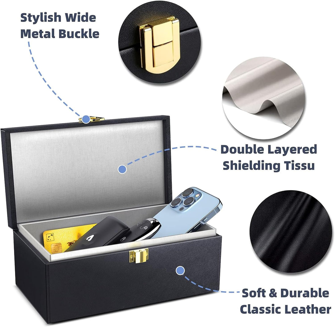 Samfolk Faraday Box with Faraday Pouch 2 Pack, Keyless Entry Car Key Safe Protector RFID Anti-Theft Signal Blocking Cages