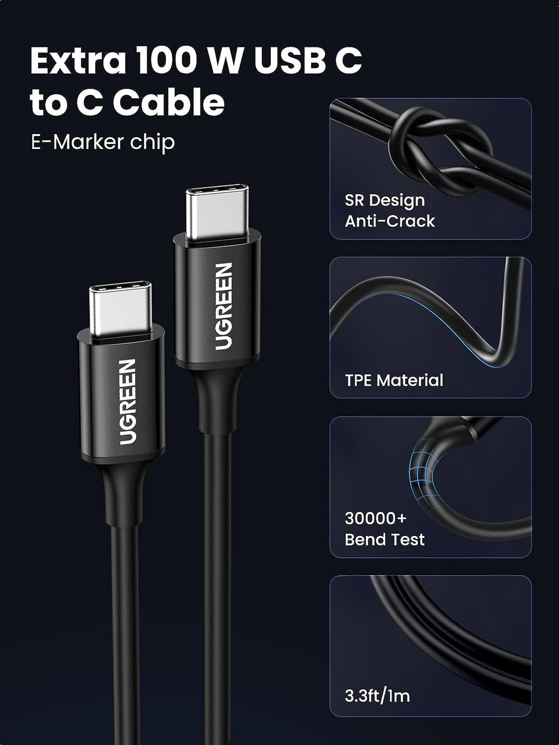 UGREEN 130W Laptop USB C Car Charger Fast Charging, 3 Ports Cigarette Lighter Adapter, PD3.0/QC4.0/PPS 45W, LED Light, Compatible with Macbook, Ipad, Iphone 17, Galaxy S25 S24, with a 100W USB C Cable