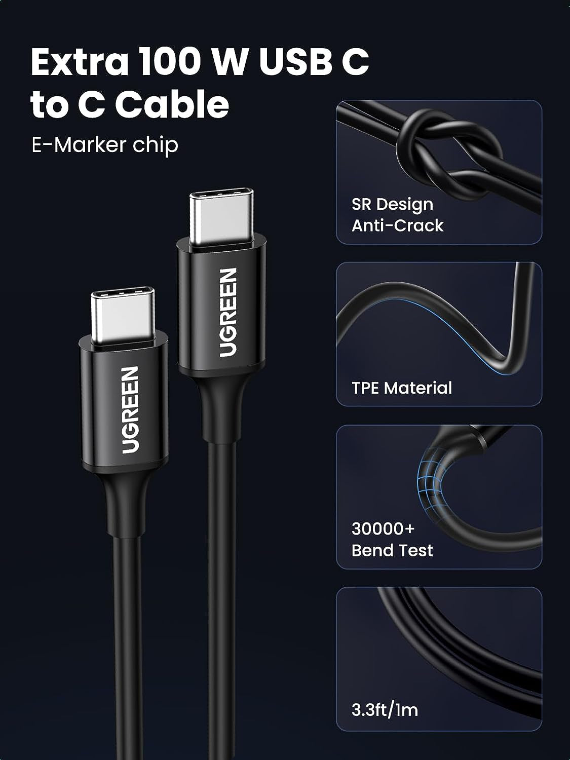 UGREEN 130W Laptop USB C Car Charger Fast Charging, 3 Ports Cigarette Lighter Adapter, PD3.0/QC4.0/PPS 45W, LED Light, Compatible with Macbook, Ipad, Iphone 17, Galaxy S25 S24, with a 100W USB C Cable