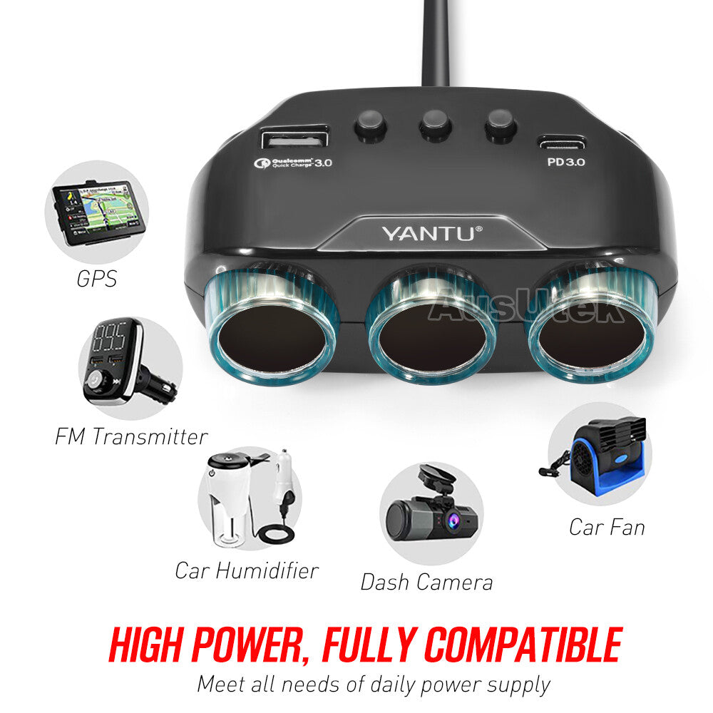 12V DC Car Cigarette Lighter Adapter 2Way Double Plug Socket Charger Splitter