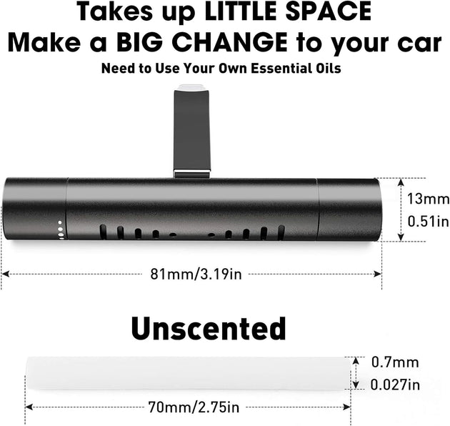 2 Packs Custom Car Vent Clip Cylindrical Essential Oil Car Diffuser Vent Clip with 12 Refill Sticks for Car,Office，Kitchen，Bathroom, Pet Houses