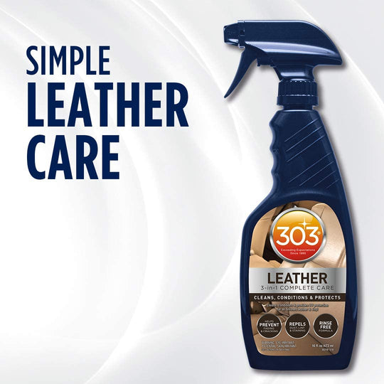 303® Automotive Leather 3-In-1 Complete Care Spray, Conditions Leather to Prevent Cracking and Fading, Strong UV Protection, Safe for All Finished Leather and Vinyl (30218) 473 Ml