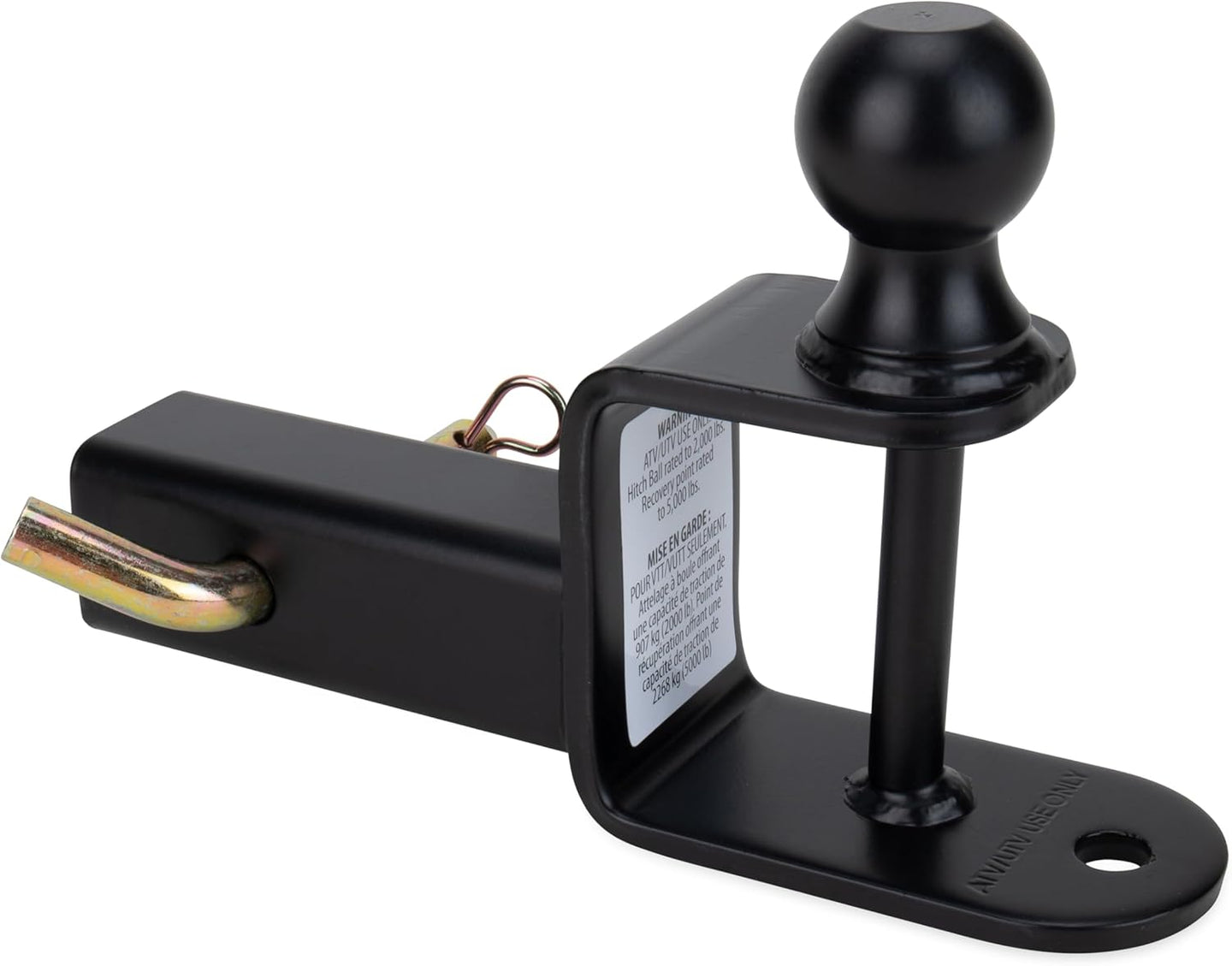 Black Boar UTV ATV Multi-Hitch - Features 2” Hitch Ball, 2” Shank - 6” (L) Shank - Hitch Ball Has 2” Rise & Rated for 2,000Lbs - Use W/Utility Trailers, Tow Straps & Other ATV Accessories (66025)