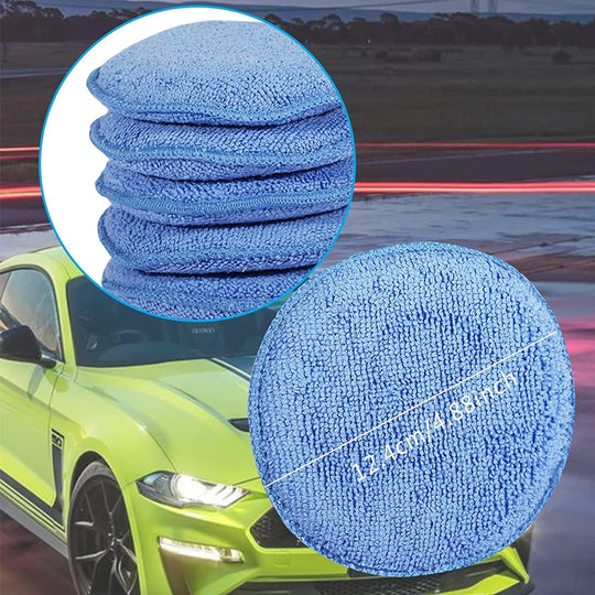 FONAROLL Microfiber Wax Applicator Pads, Car Wax Applicator, Buffing & Detail Polishing Foam Pads for Car Cleaning and Fine Polishing (5" Diameter, 6 Pack)
