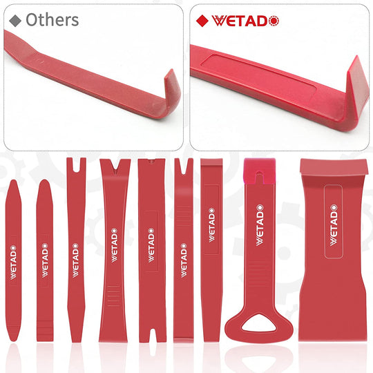 Auto Trim Removal Tools Kit, Wetado 15Pcs Car Panel Removal Tool Interior Trim Kit Fastener Rivet Remover Plastic Pry Tool Set - Removal of Car Door Panels, Fasteners, Molding, Dashboards, Wheel Hubs
