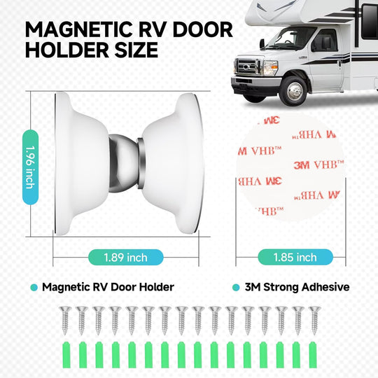RV Magnetic Door Catch RV Door Holder Baggage Door Catch for Camper, Trailer, Motor Home, Boat Compartments, Cargo, RV MUST HAVE ACCESSORIES (White, 2 Pack)