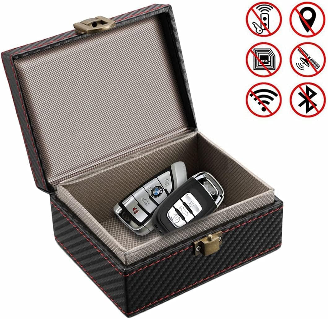 Faraday Box with a Blocker Pouch, Car Key Signal Blocker Box, Keyless Entry RFID Blocking Box, Anti-Theft Faraday Cage,Key Storage Boxes,Safe Secure Box for Remote Smart Keys