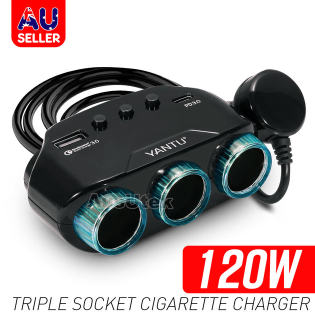 12V DC Car Cigarette Lighter Adapter 2Way Double Plug Socket Charger Splitter