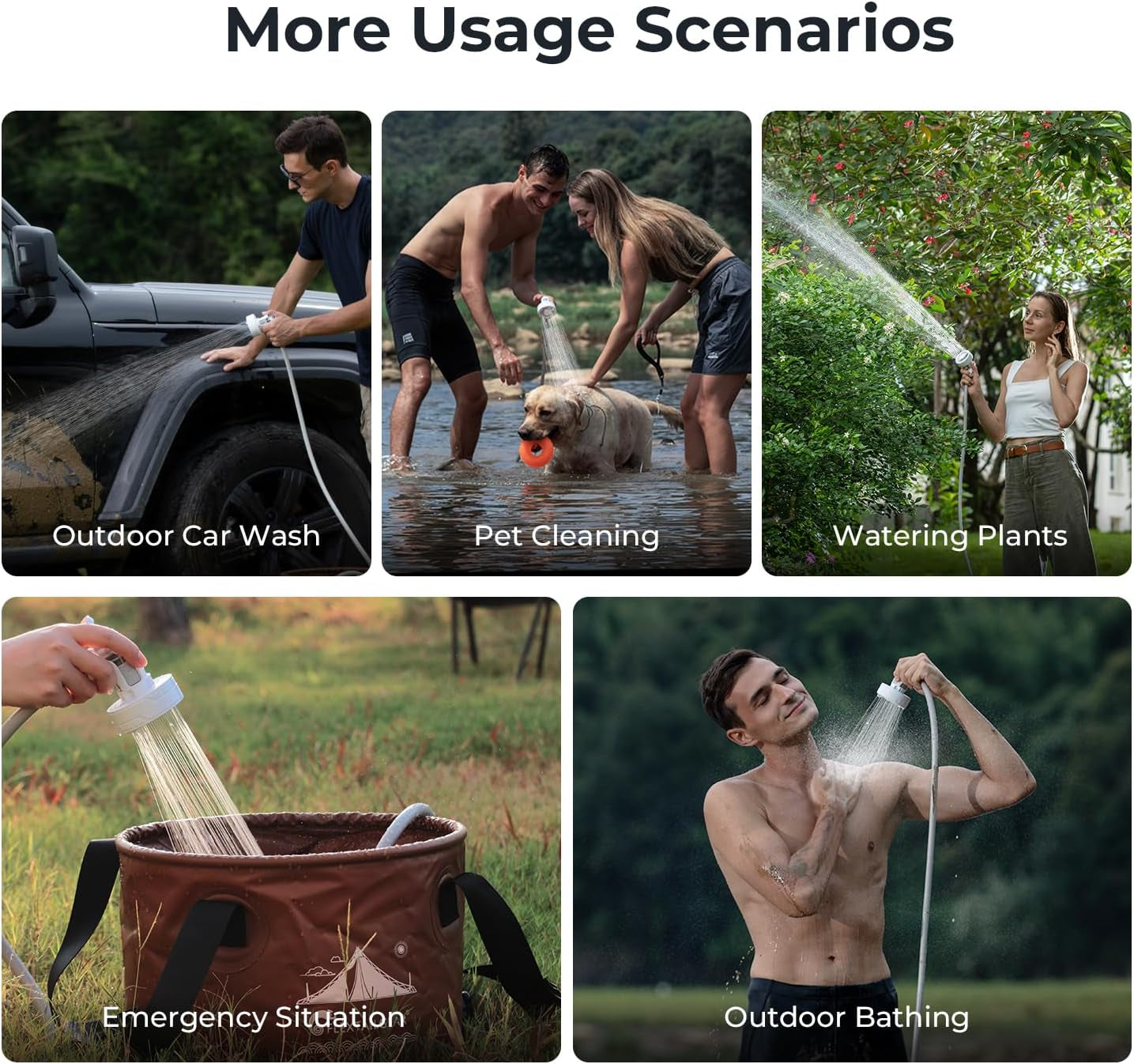 FLEXTAILGEAR MAX Shower Camping Shower Portable Shower, Ultralight Rechargeable Outdoor Shower Pump, Travel Shower with USB-C Water Pump for Hiking, Car Wash, Pet Cleaning, Beach Vacations