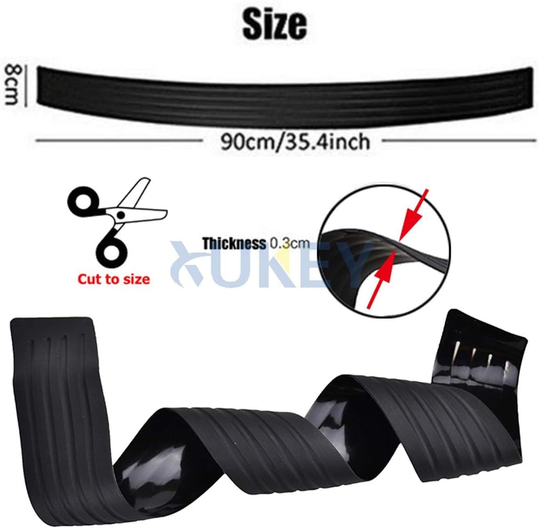 AUTOXBERT 90Cm Universal Car Rear Trunk Sill Bumper Guard Protector Rubber Pad Cover Strip,Rubber Car Rear Boot Trunk Bumper Protector Guard Trim Cover Chrome Sill Lip