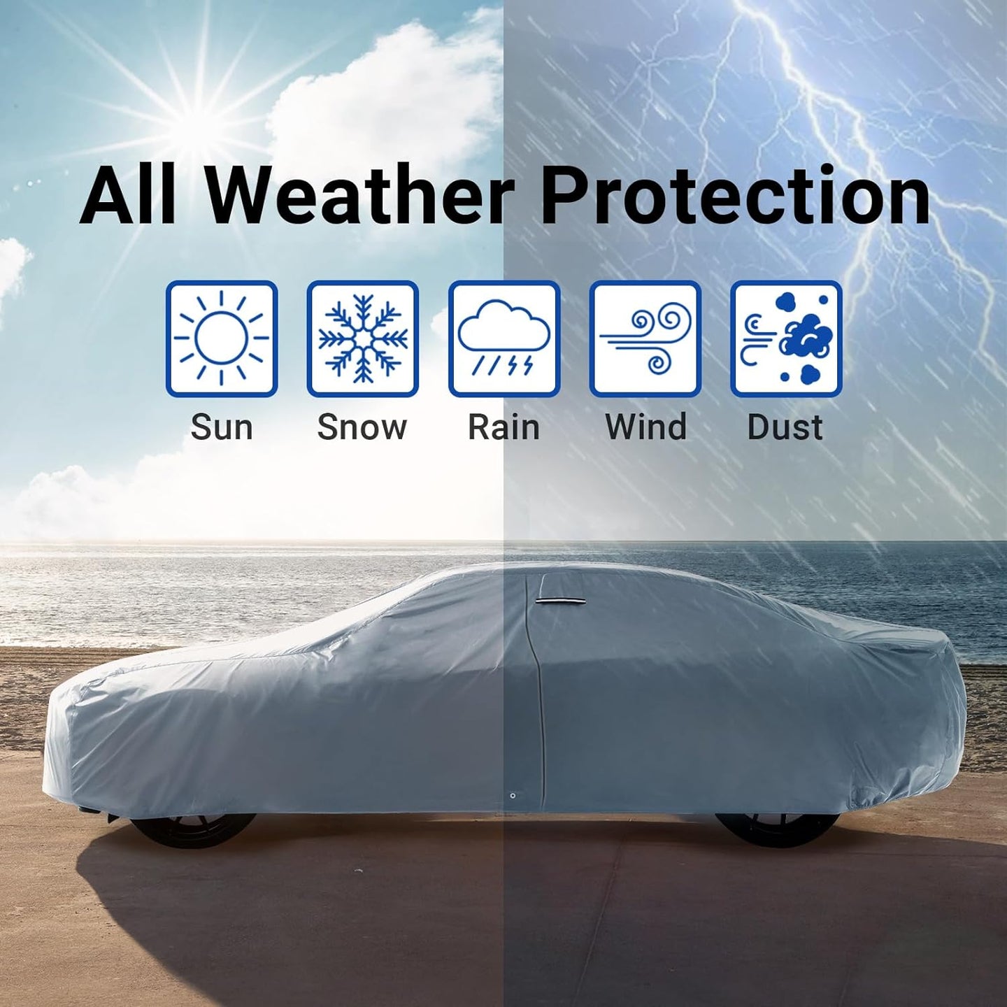 Icarcover Custom Car Cover for 2017-2020 Fia T 124 Spider, Waterproof All Weather Rain Snow UV Sun Protector Full Exterior Weatherproof Indoor Outdoor Car Cover with Strap