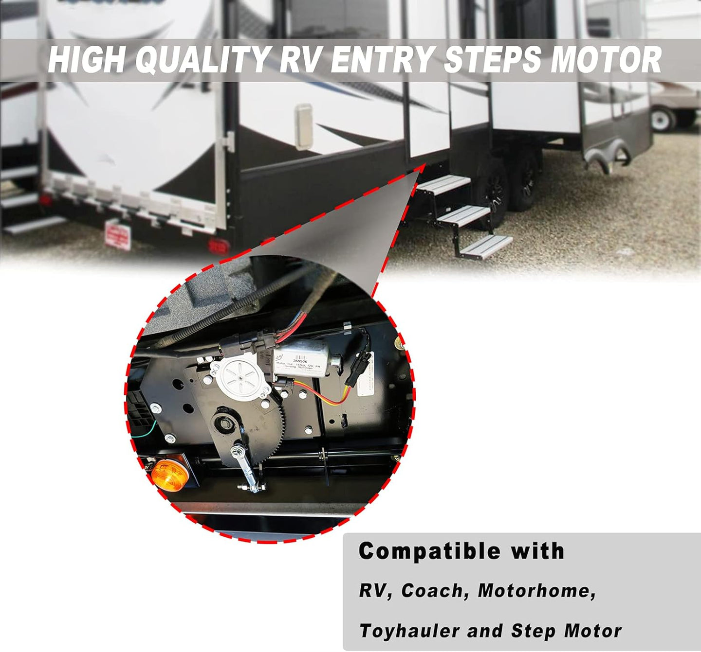 Electric RV Entry Steps Motor 3001406 Compatible with RV Coach Motorhome Toyhauler - OEM Replace 369506 1820124 1636669