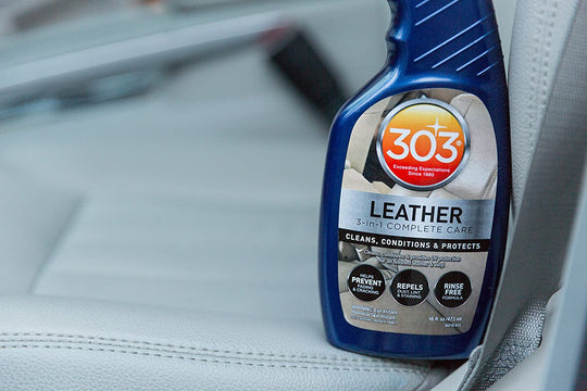 303® Automotive Leather 3-In-1 Complete Care Spray, Conditions Leather to Prevent Cracking and Fading, Strong UV Protection, Safe for All Finished Leather and Vinyl (30218) 473 Ml