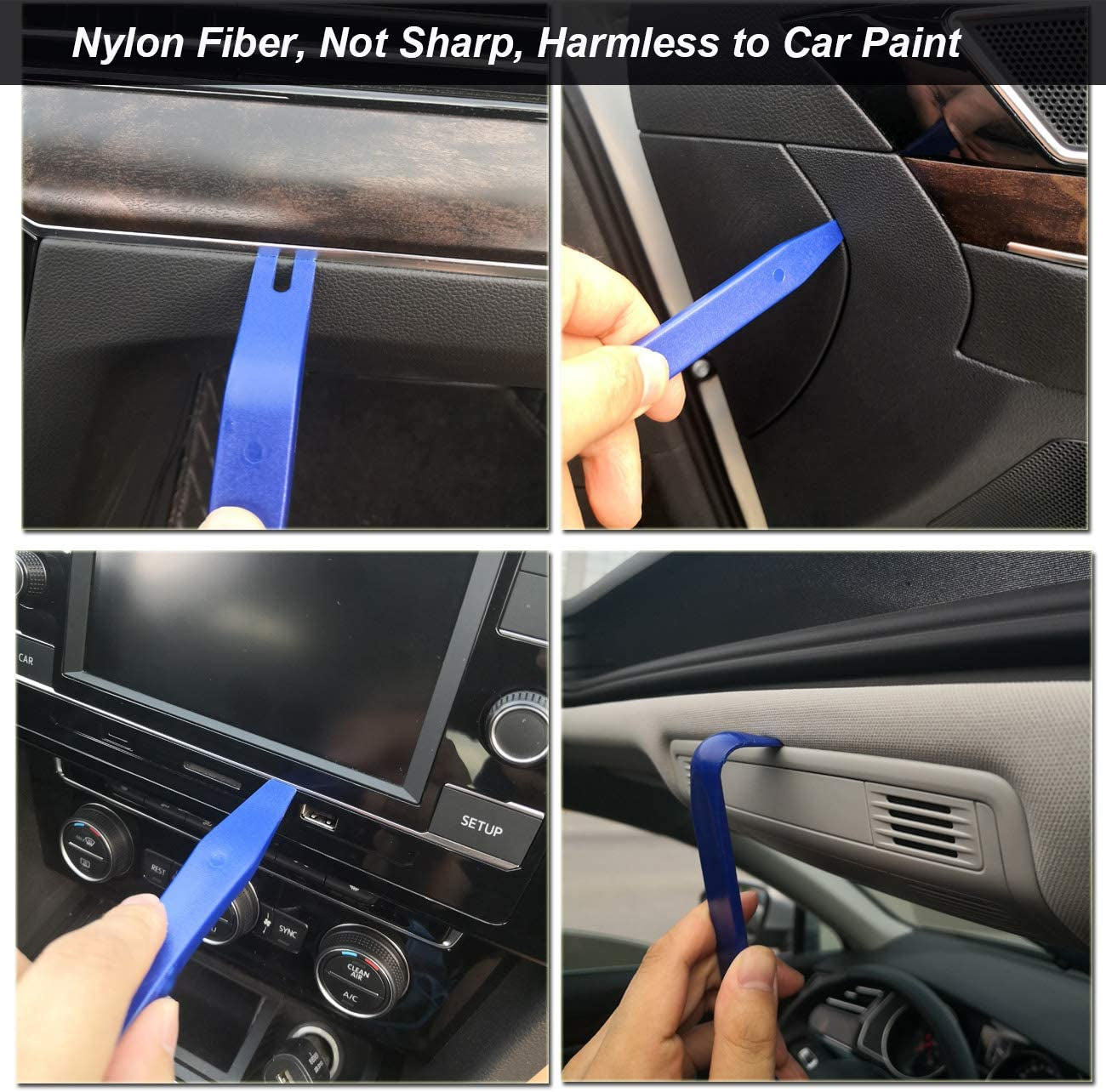 12 Pcs Trim Removal Tool Kit, No Scratch Plastic Pry Tool Kit, Car Panel Door Window Tools Car Interior Trim Kit Fastener Rivet Remover for Clip, Molding, Dashboards, Upholstery Toolkit