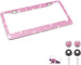 Bling Car License Plate Frame, Handcrafted Crystal Stainless Steel, Sparkly, Durable, Universal Fit, Car Accessories for Girls, Women (Pink)