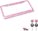 Bling Car License Plate Frame, Handcrafted Crystal Stainless Steel, Sparkly, Durable, Universal Fit, Car Accessories for Girls, Women (Pink)
